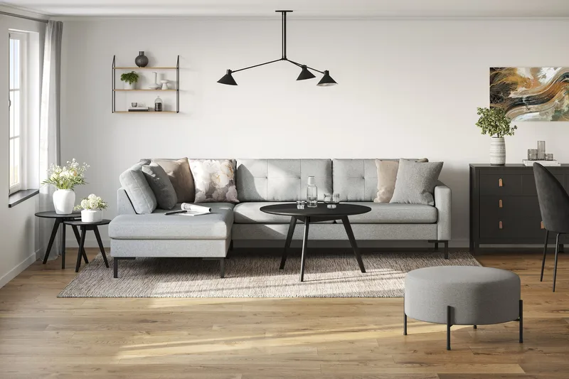 Vanlig sofa med sjeselong uten divan Scandinavian Choice Frillestad 4-seters sofa med sjeselong Grå Venstrevendt - Møbler - Sofaer - Sofa med sjeselong
