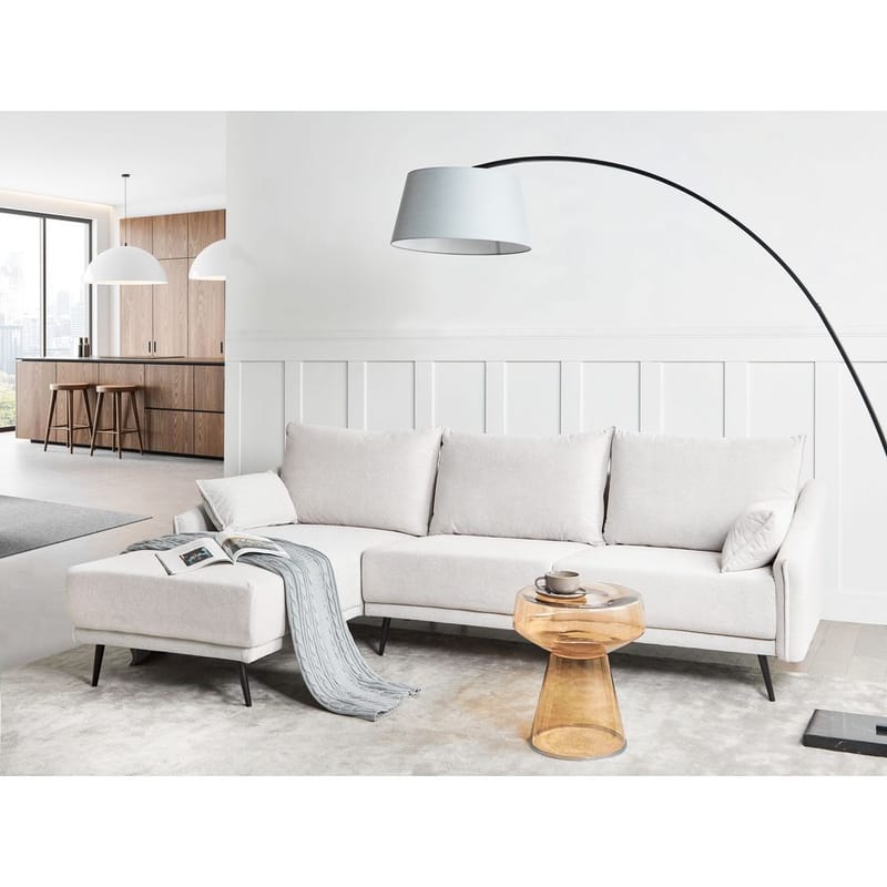 Varde 3-seter Venstrevendt L-formet Hjørnesofa med Divan og Sjeselong i Stoff - Lysebeige - Møbler - Sofaer - Sofa med sjeselong