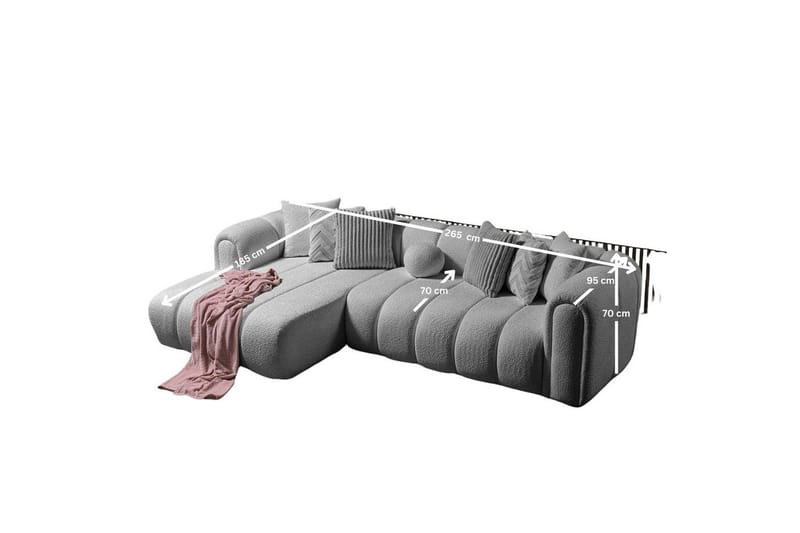 Varrel Sofa med divan 3-seter - Grå - Møbler - Sofaer - Sofa med sjeselong