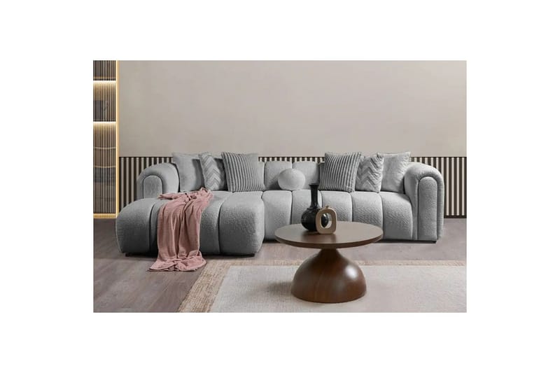 Varrel Sofa med divan 3-seter - Grå - Møbler - Sofaer - Sofa med sjeselong