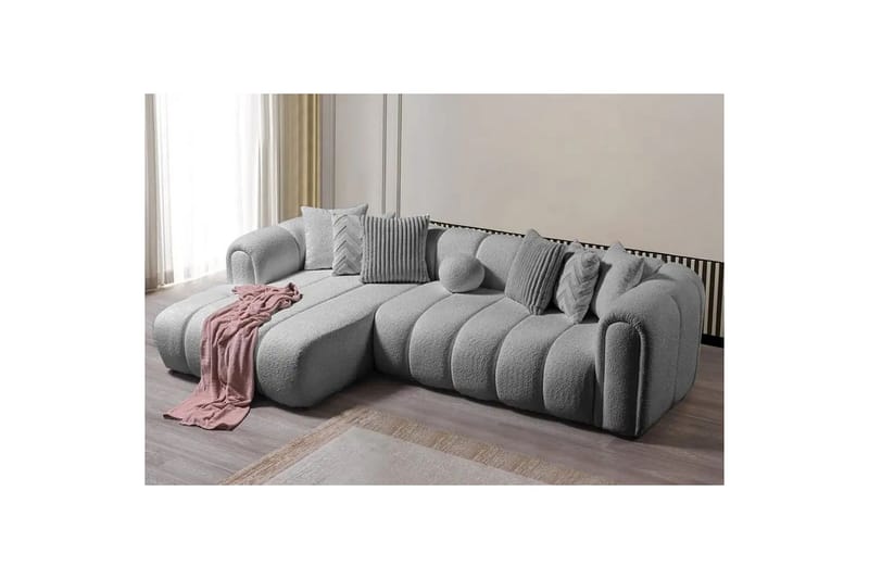 Varrel Sofa med divan 3-seter - Grå - Møbler - Sofaer - Sofa med sjeselong