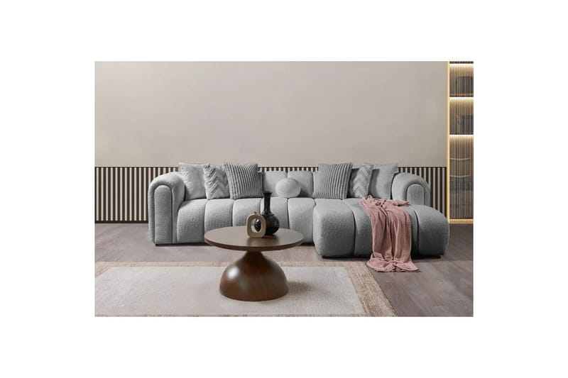 Varrel Sofa med divan 3-seter - Grå - Møbler - Sofaer - Sofa med sjeselong