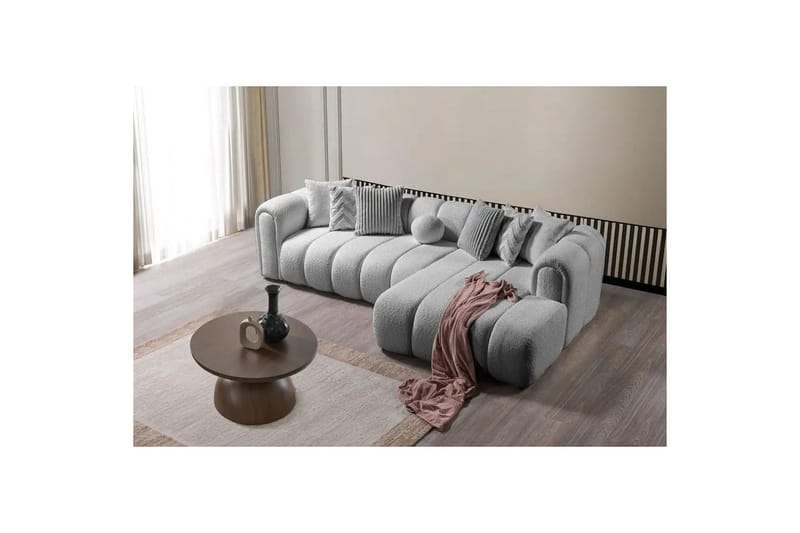 Varrel Sofa med divan 3-seter - Grå - Møbler - Sofaer - Sofa med sjeselong