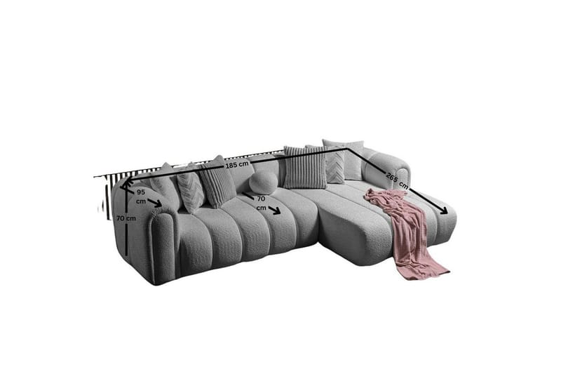 Varrel Sofa med divan 3-seter - Grå - Møbler - Sofaer - Sofa med sjeselong