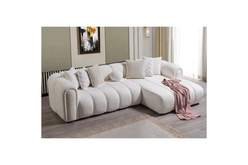 Varrel Sofa med divan 3-seter - Hvit - Møbler - Sofaer - Sofa med sjeselong