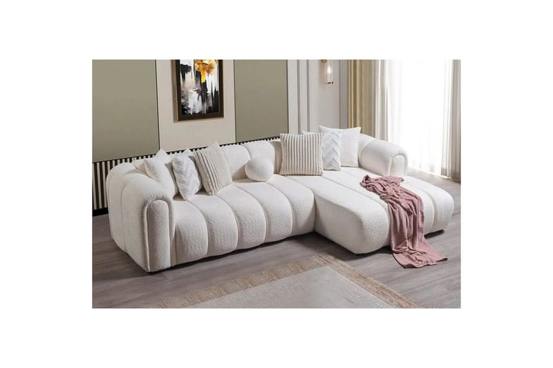 Varrel Sofa med divan 3-seter - Hvit - Møbler - Sofaer - Sofa med sjeselong