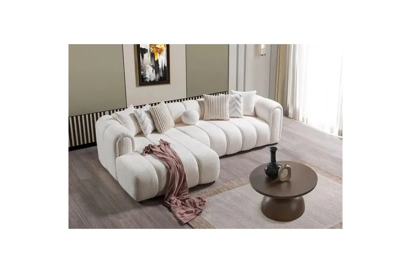 Varrel Sofa med divan 3-seter - Hvit - Møbler - Sofaer - Sofa med sjeselong