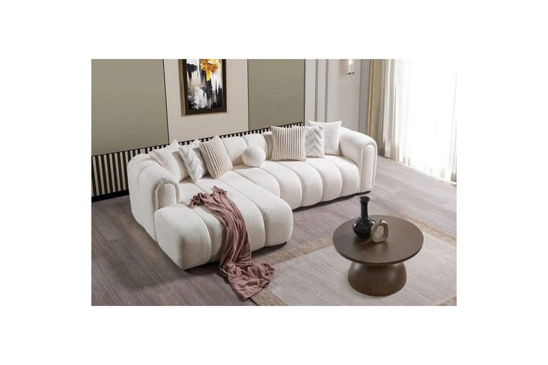 Varrel Sofa med divan 3-seter - Hvit - Møbler - Sofaer - Sofa med sjeselong