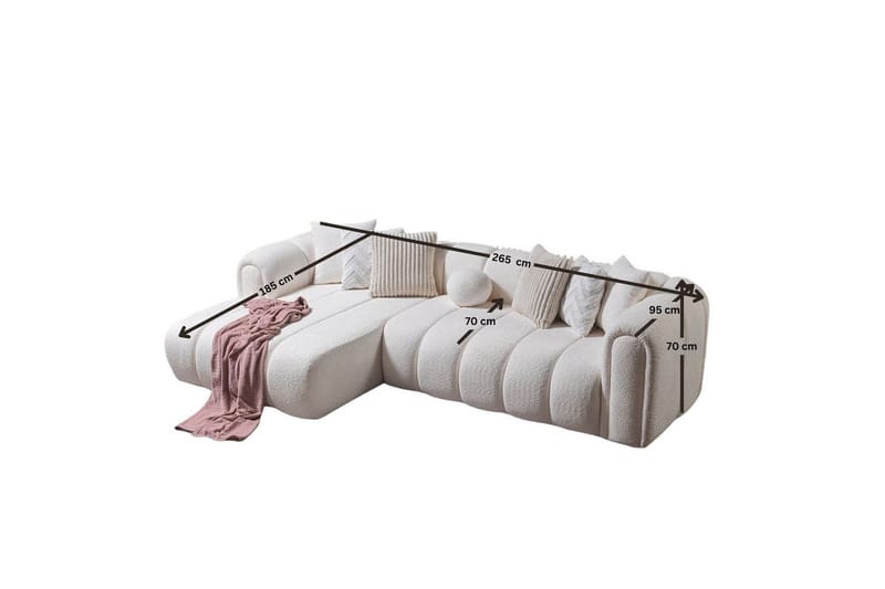 Varrel Sofa med divan 3-seter - Hvit - Møbler - Sofaer - Sofa med sjeselong