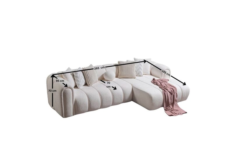 Varrel Sofa med divan 3-seter - Hvit - Møbler - Sofaer - Sofa med sjeselong