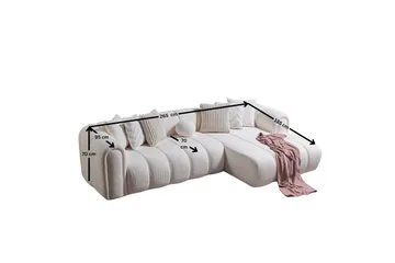 Varrel Sofa med divan 3-seter - Hvit - Møbler - Sofaer - Sofa med sjeselong