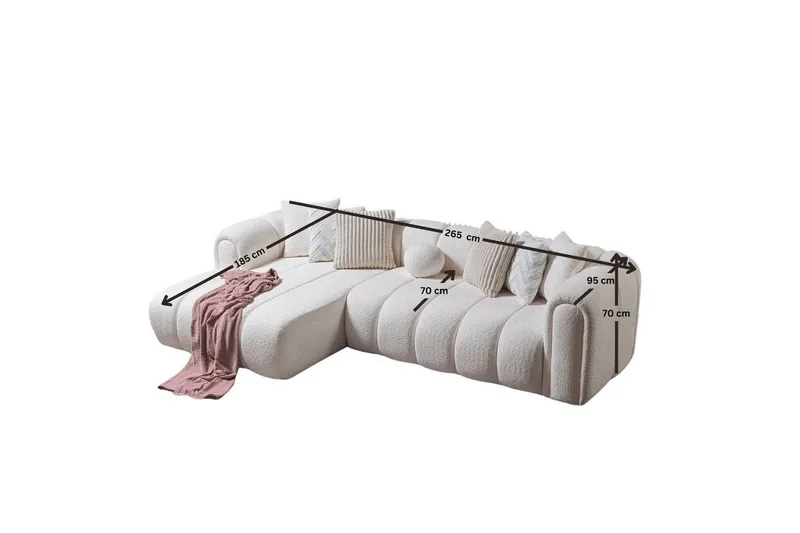 Varrel Sofa med divan 3-seter - Hvit - Møbler - Sofaer - Sofa med sjeselong