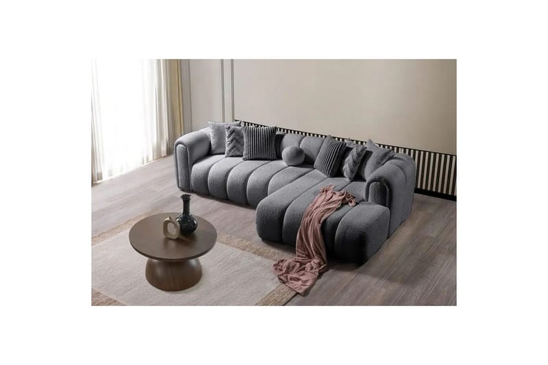 Varrel Sofa med divan 3-seter - Mørkgrå - Møbler - Sofaer - Sofa med sjeselong