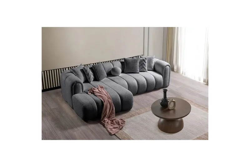 Varrel Sofa med divan 3-seter - Mørkgrå - Møbler - Sofaer - Sofa med sjeselong