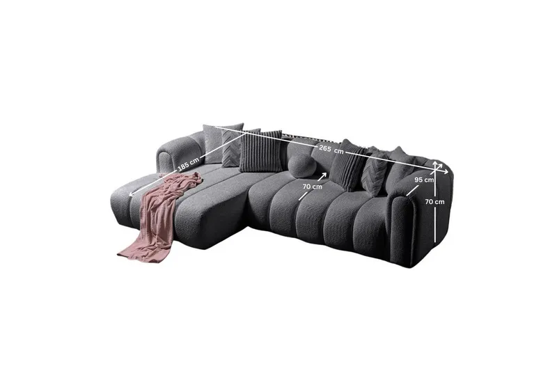 Varrel Sofa med divan 3-seter - Mørkgrå - Møbler - Sofaer - Sofa med sjeselong