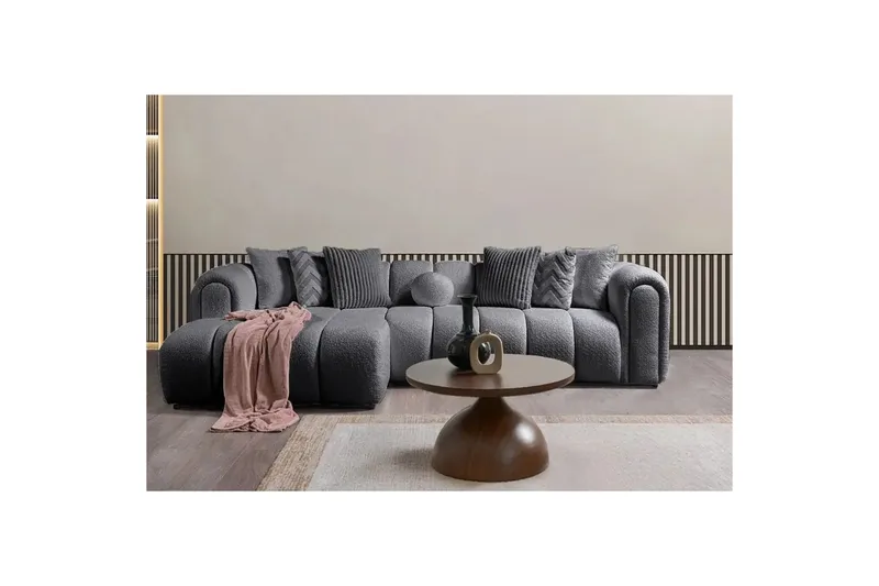 Varrel Sofa med divan 3-seter - Mørkgrå - Møbler - Sofaer - Sofa med sjeselong