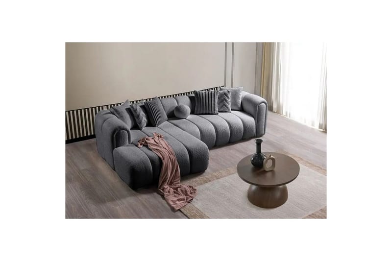 Varrel Sofa med divan 3-seter - Mørkgrå - Møbler - Sofaer - Sofa med sjeselong