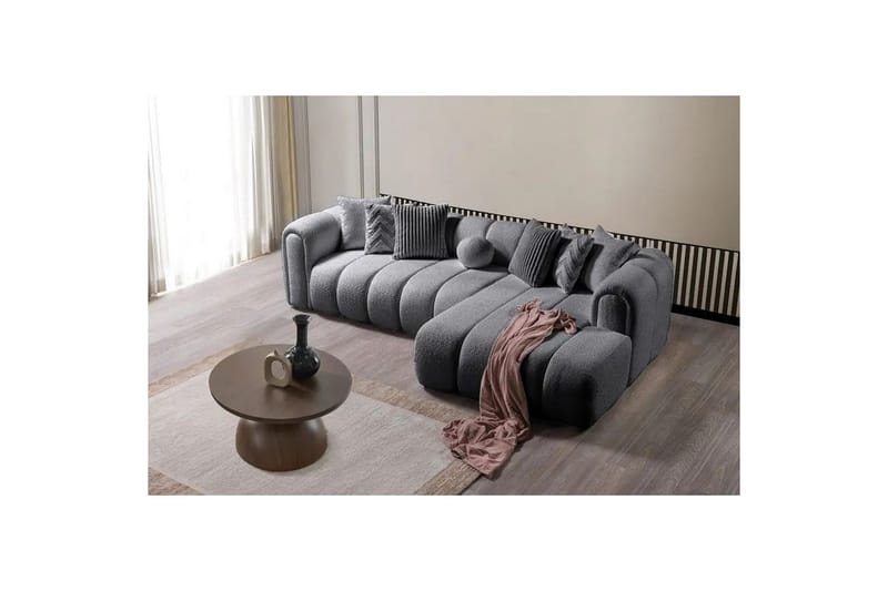Varrel Sofa med divan 3-seter - Mørkgrå - Møbler - Sofaer - Sofa med sjeselong