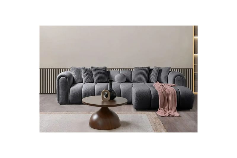 Varrel Sofa med divan 3-seter - Mørkgrå - Møbler - Sofaer - Sofa med sjeselong