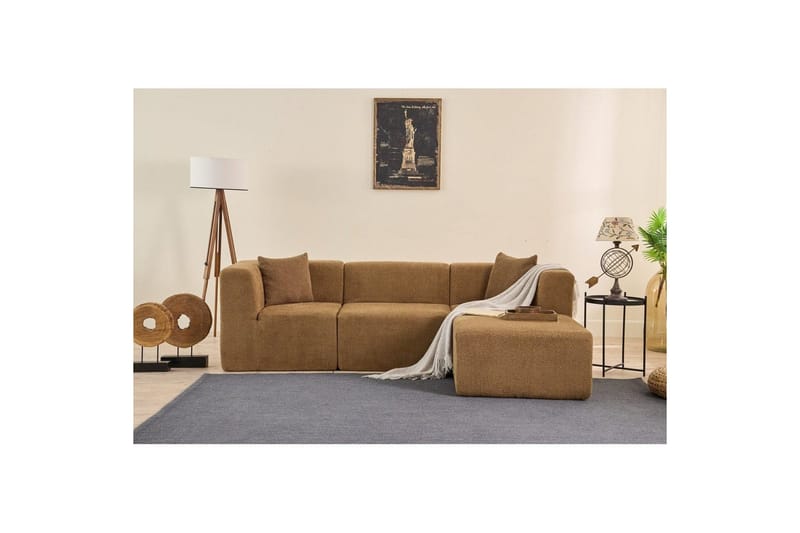 Veyno Sofa med Divan 3-sits - Brun - Møbler - Sofaer - Sofa med sjeselong