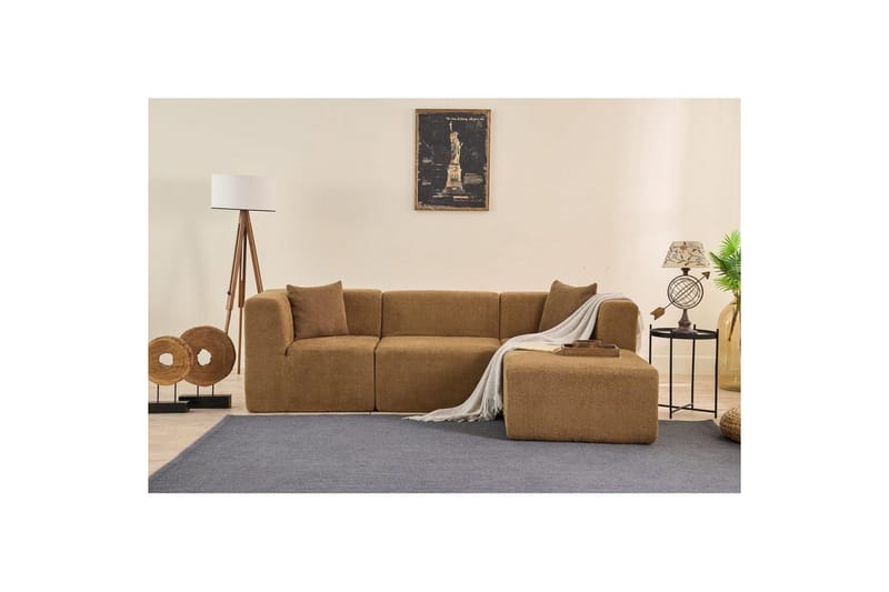 Veyno Sofa med Divan 3-sits - Brun - Møbler - Sofaer - Sofa med sjeselong