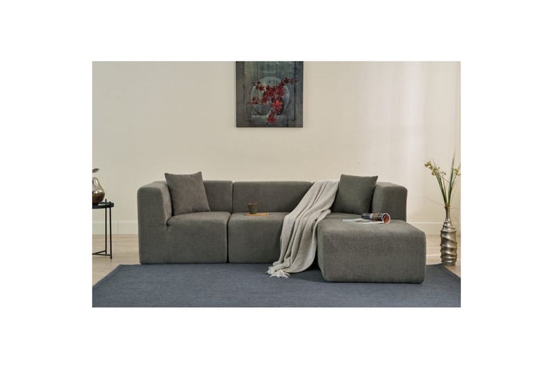 Veyno Sofa med Divan 3-sits - Grå - Møbler - Sofaer - Sofa med sjeselong