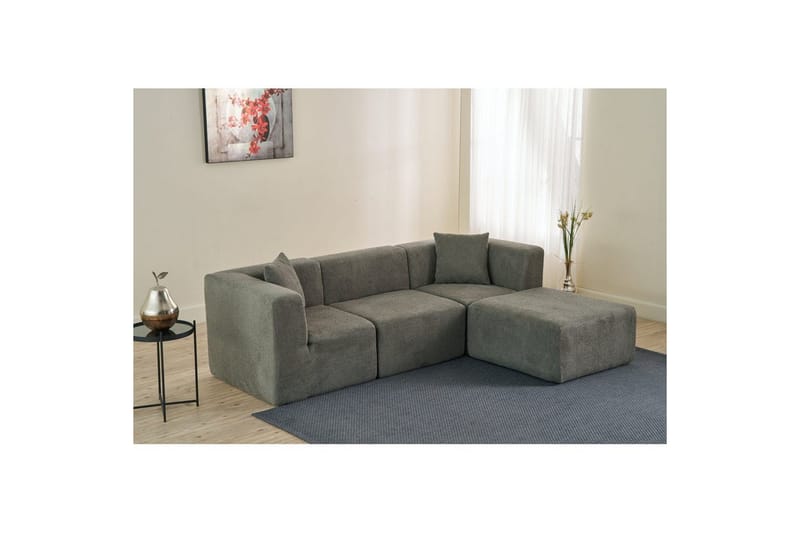 Veyno Sofa med Divan 3-sits - Grå - Møbler - Sofaer - Sofa med sjeselong