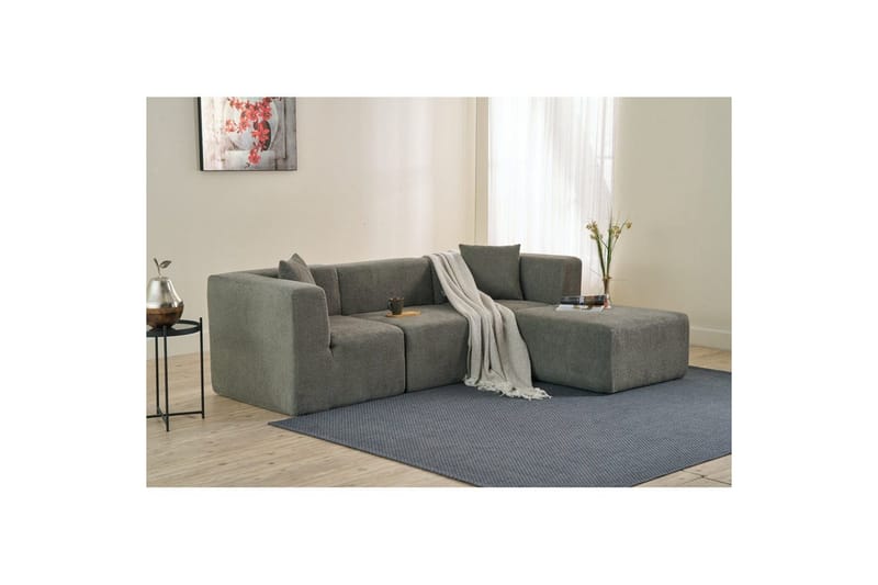 Veyno Sofa med Divan 3-sits - Grå - Møbler - Sofaer - Sofa med sjeselong