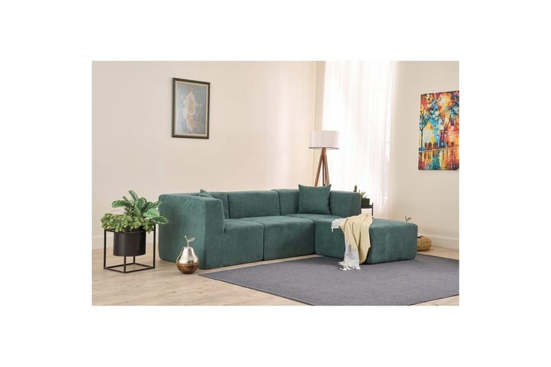 Veyno Sofa med Divan 3-sits - Grønn - Møbler - Sofaer - Sofa med sjeselong