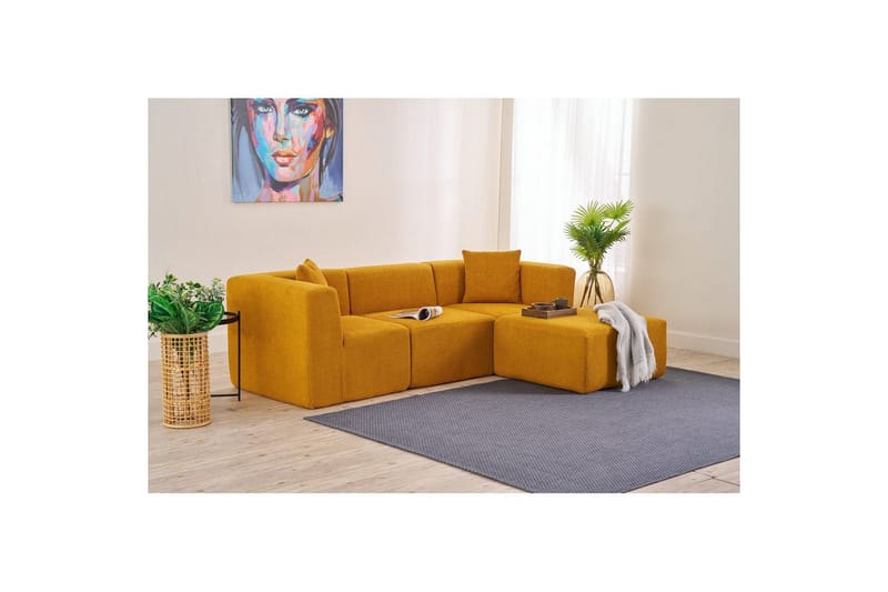 Veyno Sofa med Divan 3-sits - Oransje - Møbler - Sofaer - Sofa med sjeselong