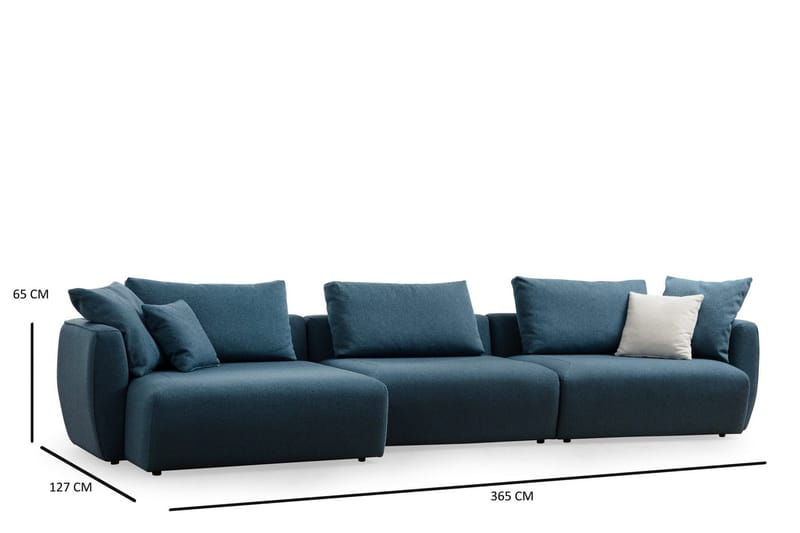 Viimse 3-seter Venstrevendt Sofa med Sjeselong 365 cm i Stoff - Blå - Møbler - Sofaer - Sofa med sjeselong