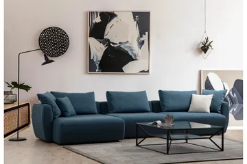 Viimse 3-seter Venstrevendt Sofa med Sjeselong 365 cm i Stoff - Blå - Møbler - Sofaer - Sofa med sjeselong