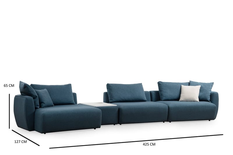 Viimse 3-seter Venstrevendt Sofa med Sjeselong 425 cm i Stoff - Blå - Møbler - Sofaer - Sofa med sjeselong