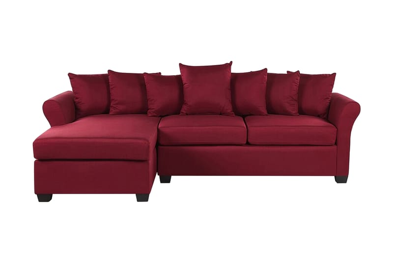 Vikna 3-seters Hjørnesofa - Mørkerød - Sofa med sjeselong - 3 seters sofa med divan