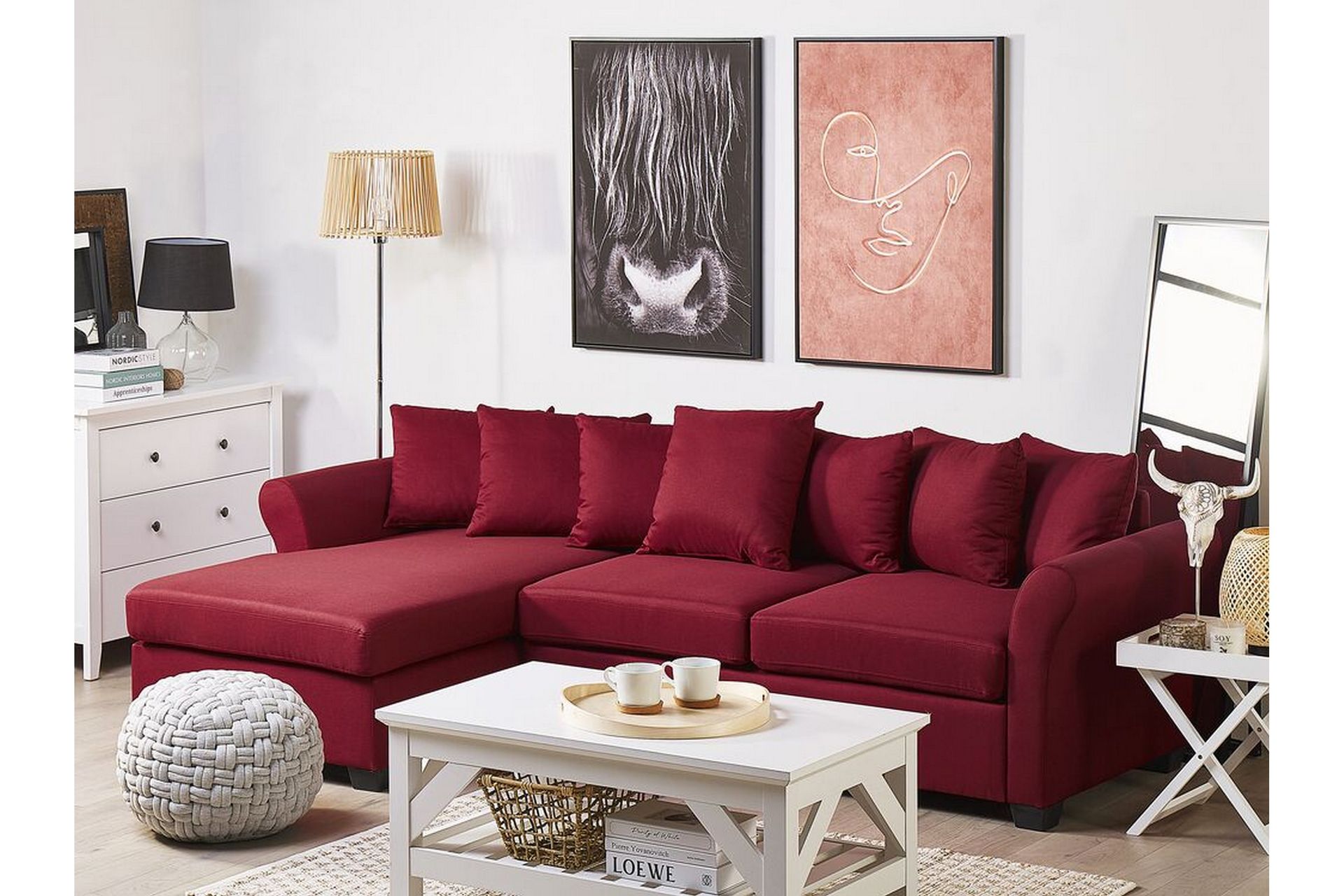 Vikna 3-seters Hjørnesofa - Mørkerød - Møbler - Sofaer - Sofa med sjeselong