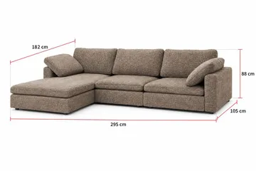 Visby 4-seters L-formet dyp vendbar sofa med divan i stoff - Brun - Møbler - Sofaer - Sofa med sjeselong