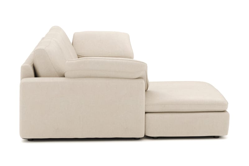 Visby 4-seters L-formet dyp vendbar sofa med sjeselong i stoff - Beige - Møbler - Sofaer - Sofa med sjeselong