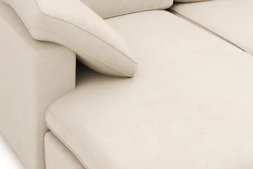 Visby 4-seters L-formet dyp vendbar sofa med sjeselong i stoff - Beige - Møbler - Sofaer - Sofa med sjeselong