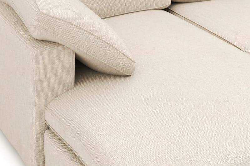 Visby 4-seters L-formet dyp vendbar sofa med sjeselong i stoff - Beige - Møbler - Sofaer - Sofa med sjeselong