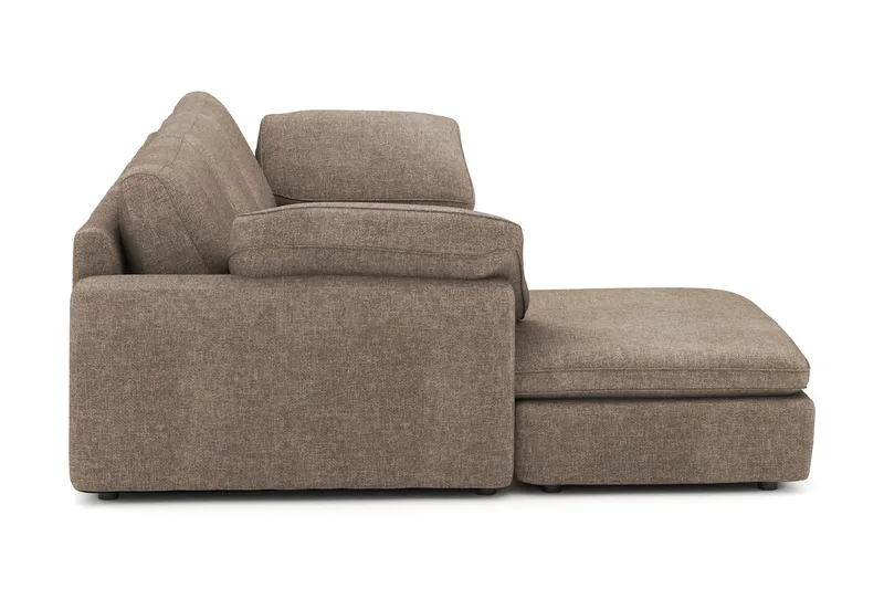Visby 4-seters L-formet dyp vendbar sofa med sjeselong i stoff - Brun - Møbler - Sofaer - Sofa med sjeselong