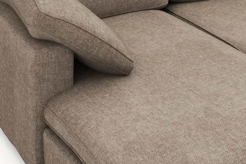Visby 4-seters L-formet dyp vendbar sofa med sjeselong i stoff - Brun - Møbler - Sofaer - Sofa med sjeselong