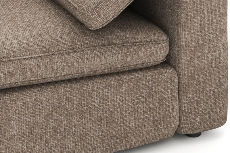 Visby 4-seters L-formet dyp vendbar sofa med sjeselong i stoff - Brun - Møbler - Sofaer - Sofa med sjeselong