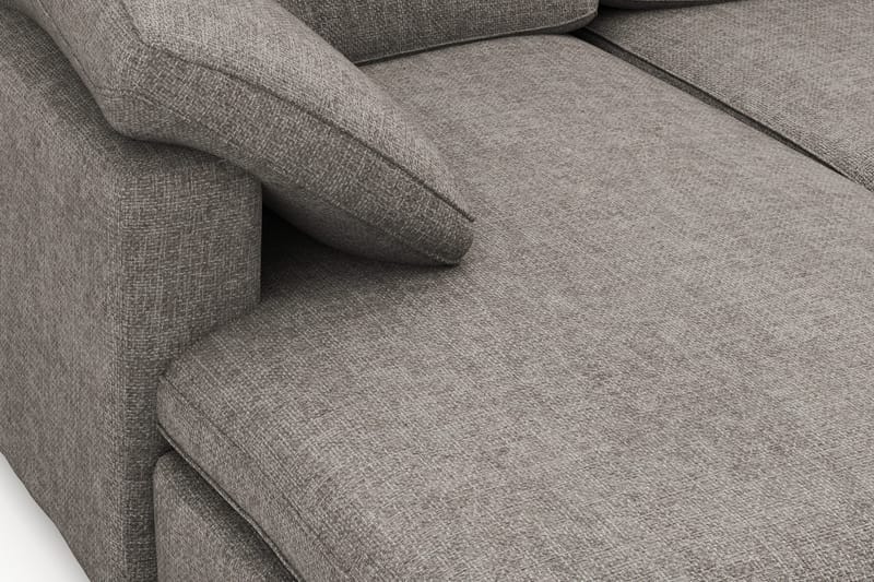 Visby 4-seters L-formet dyp vendbar sofa med sjeselong i stoff - Grå - Møbler - Sofaer - Sofa med sjeselong