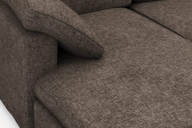 Visby 4-seters L-formet dyp vendbar sofa med sjeselong i stoff - Mørkebrun - Møbler - Sofaer - Sofa med sjeselong