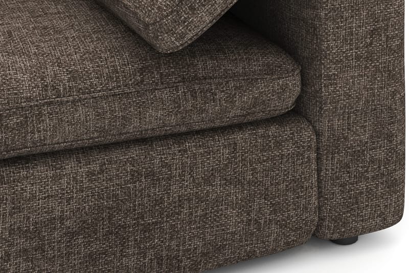 Visby 4-seters L-formet dyp vendbar sofa med sjeselong i stoff - Mørkebrun - Møbler - Sofaer - Sofa med sjeselong