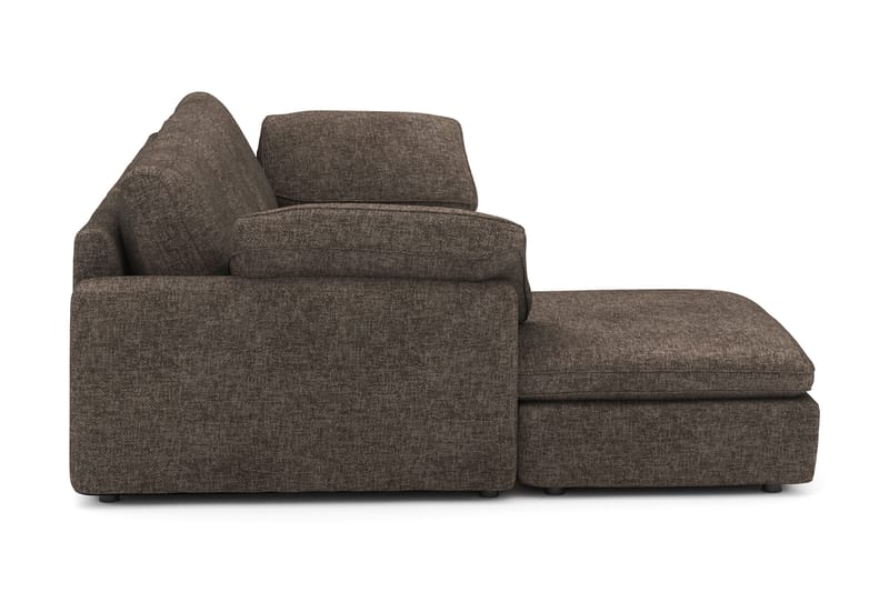 Visby 4-seters L-formet dyp vendbar sofa med sjeselong i stoff - Mørkebrun - Møbler - Sofaer - Sofa med sjeselong