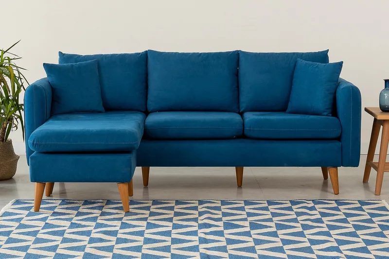 Wardenburg Divansofa Venstre - Blå - Møbler - Sofaer - Sofa med sjeselong