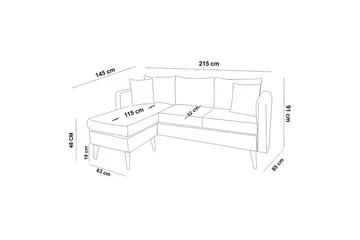 Wardenburg Divansofa Venstre - Blå - Møbler - Sofaer - Sofa med sjeselong