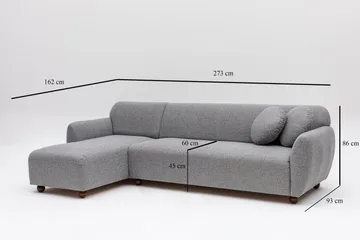 Whitecliffs Divansofa 3-seters - Grå - Møbler - Sofaer - Sofa med sjeselong - 3 seters sofa med divan