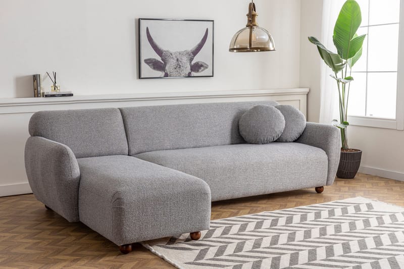 Whitecliffs Divansofa 3-seters - Grå - Møbler - Sofaer - Sofa med sjeselong - 3 seters sofa med divan